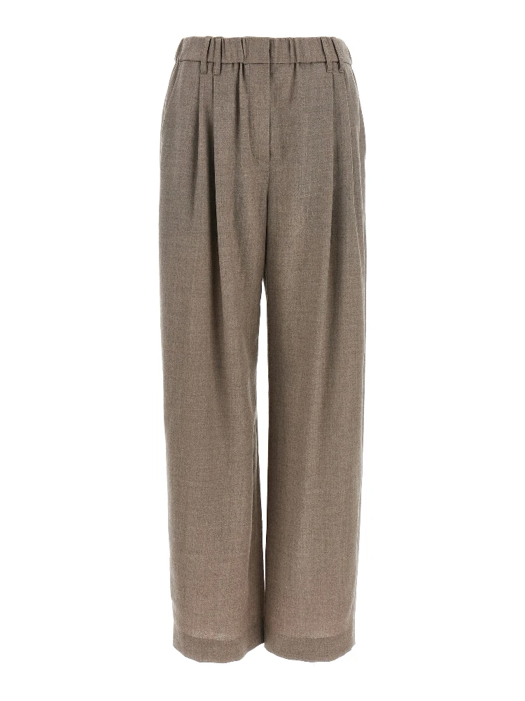 White Virgin Wool Casual Pants