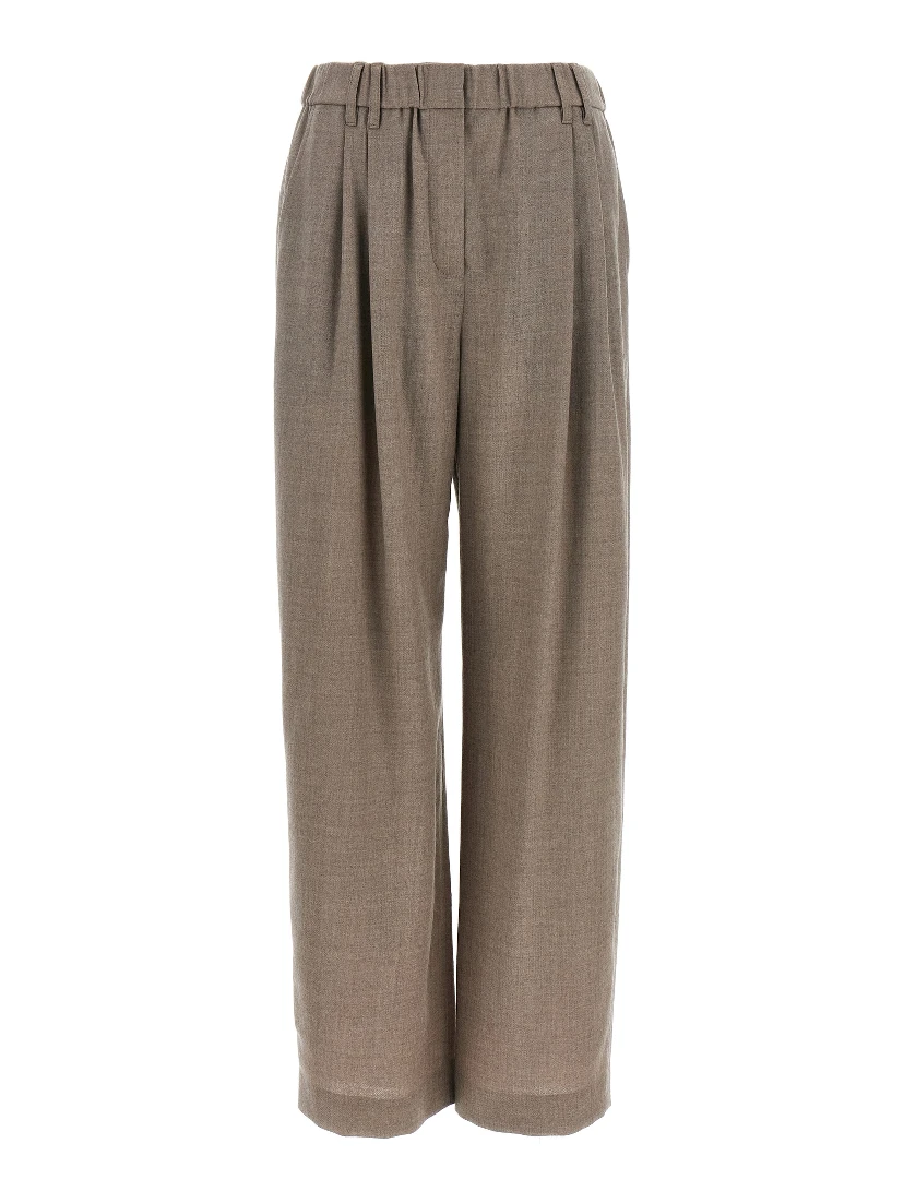 White Virgin Wool Casual Pants