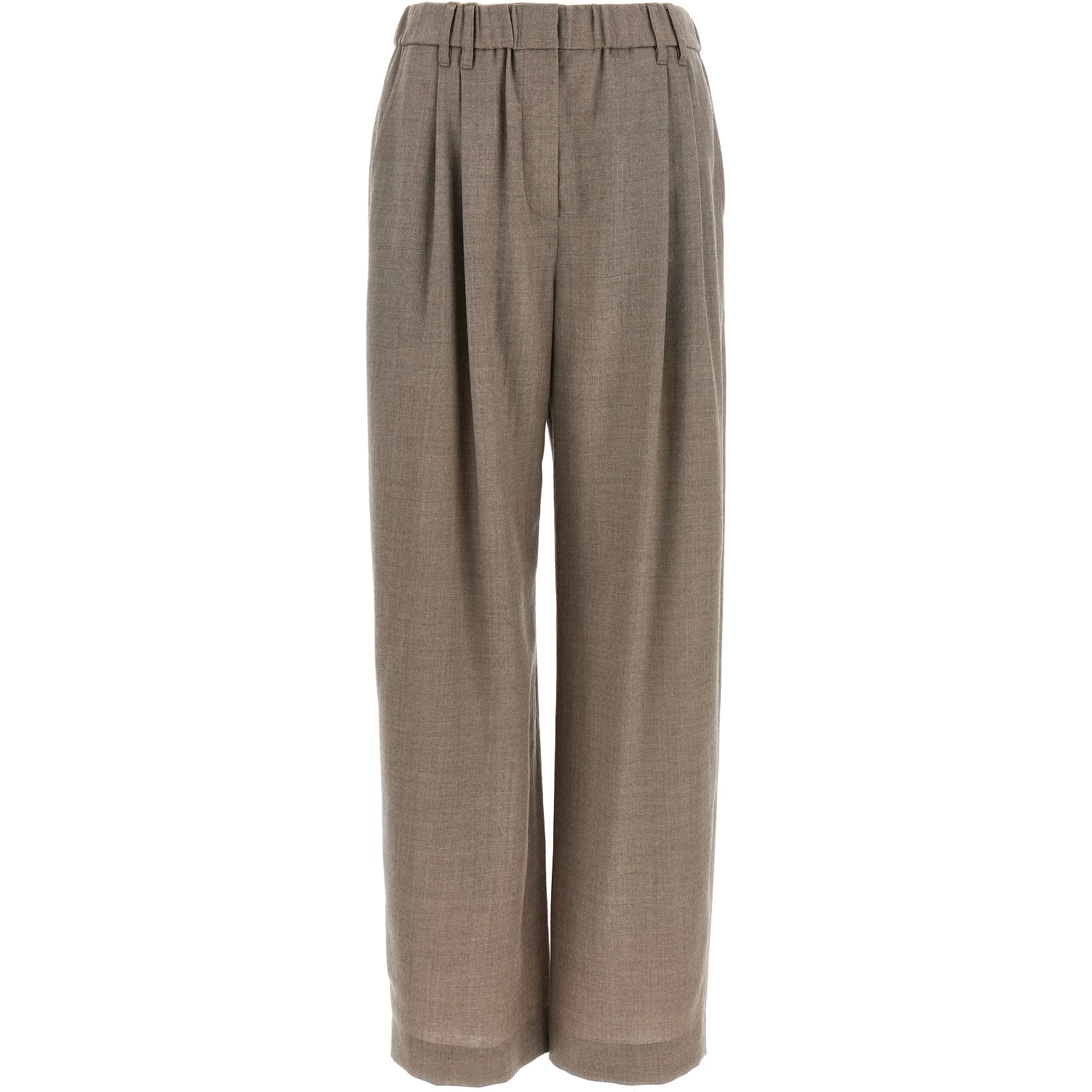 White Virgin Wool Casual Pants