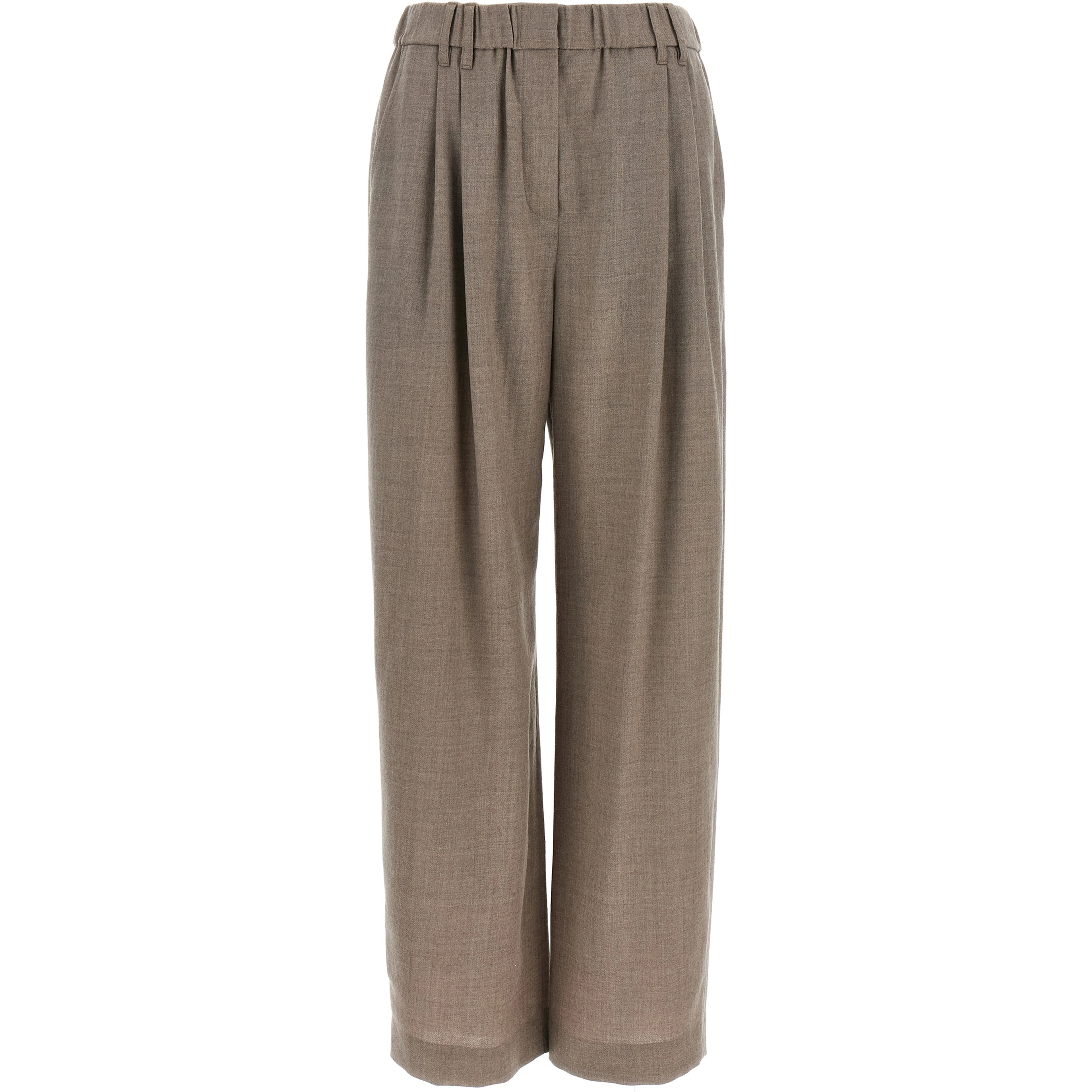 White Virgin Wool Casual Pants