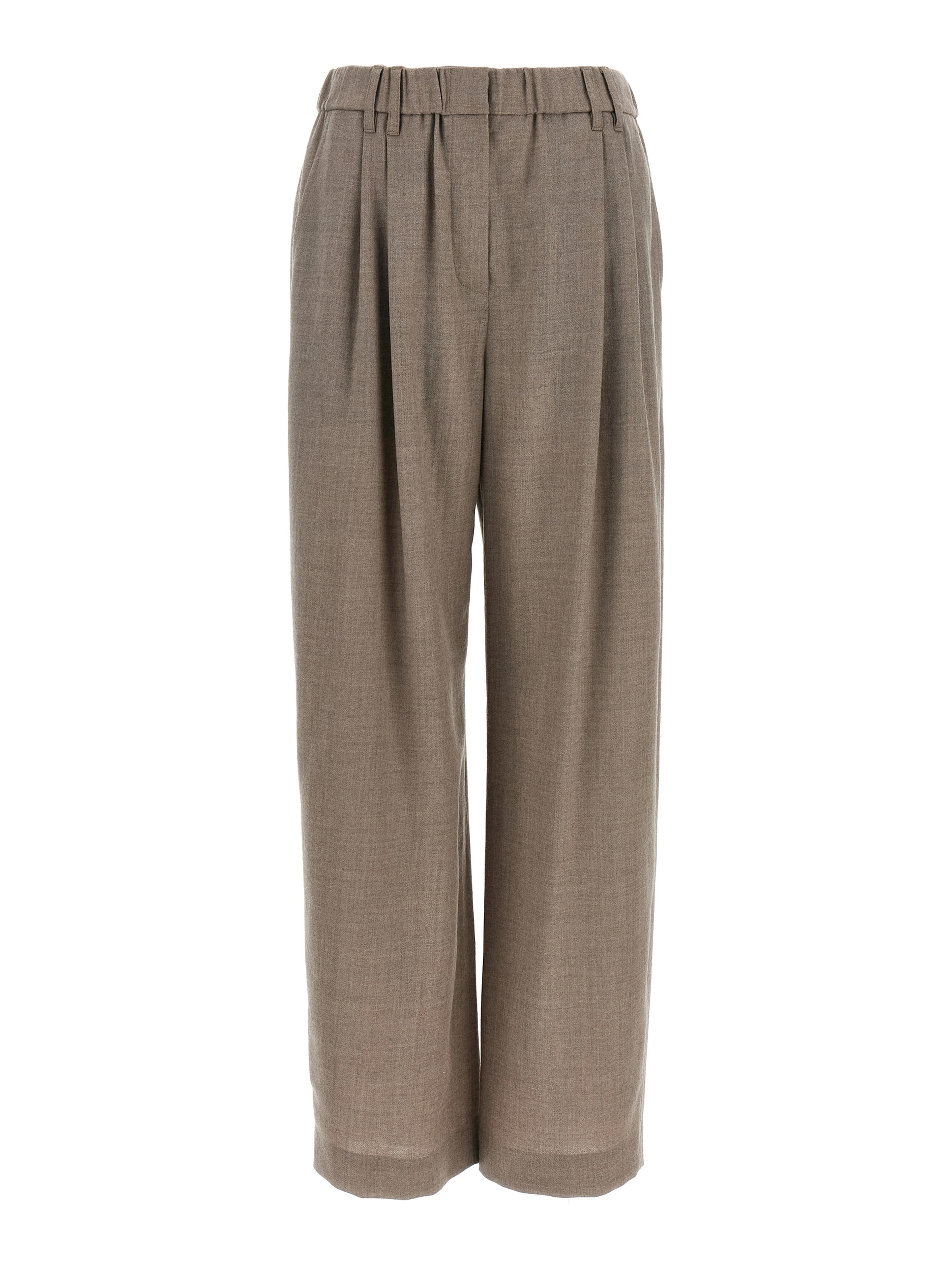 White Virgin Wool Casual Pants