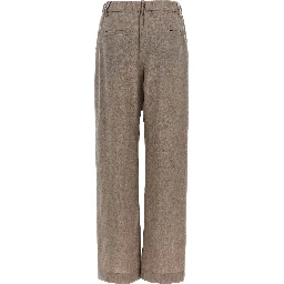 White Virgin Wool Casual Pants