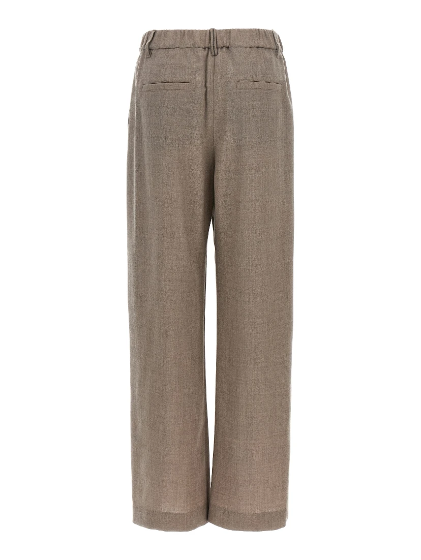 White Virgin Wool Casual Pants