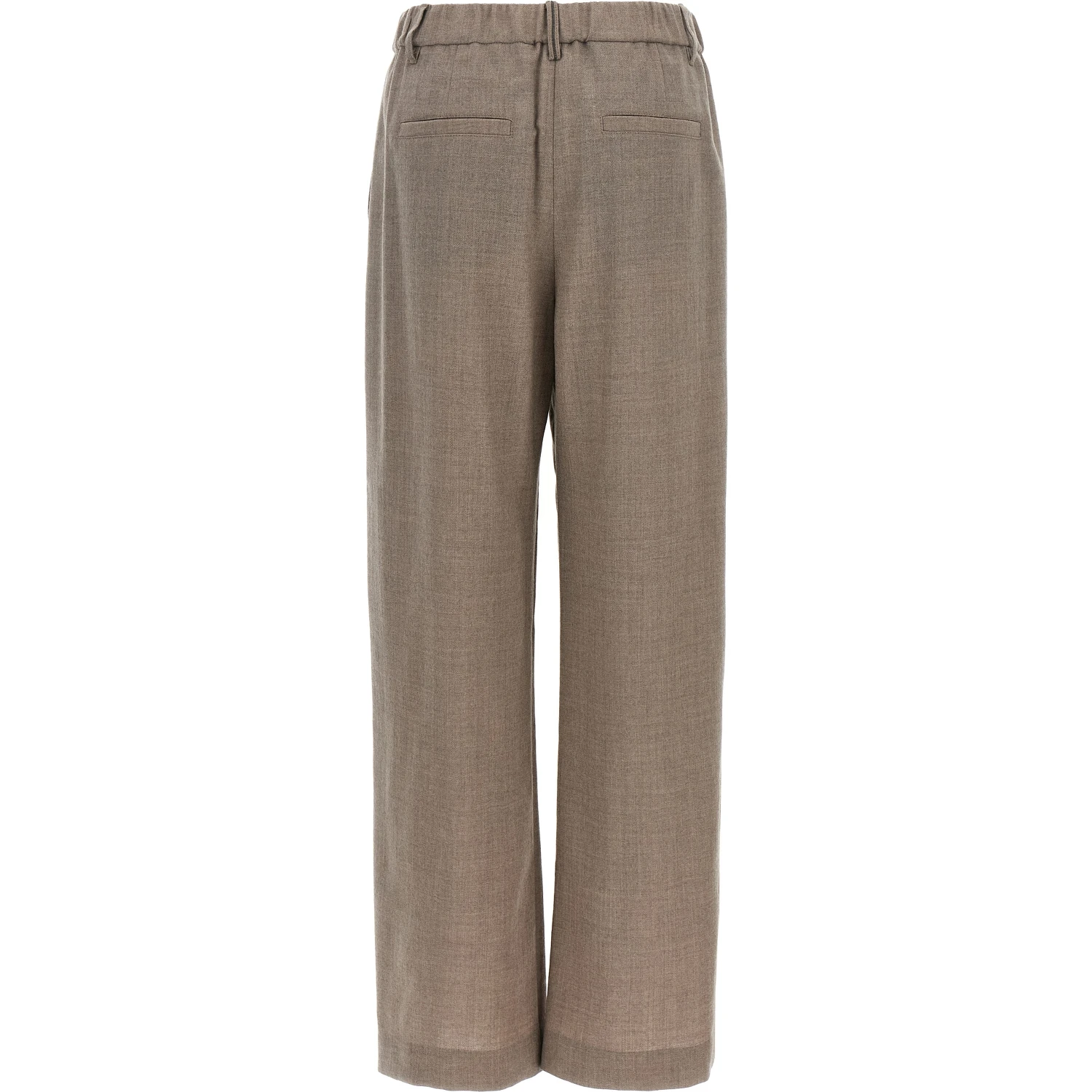 White Virgin Wool Casual Pants