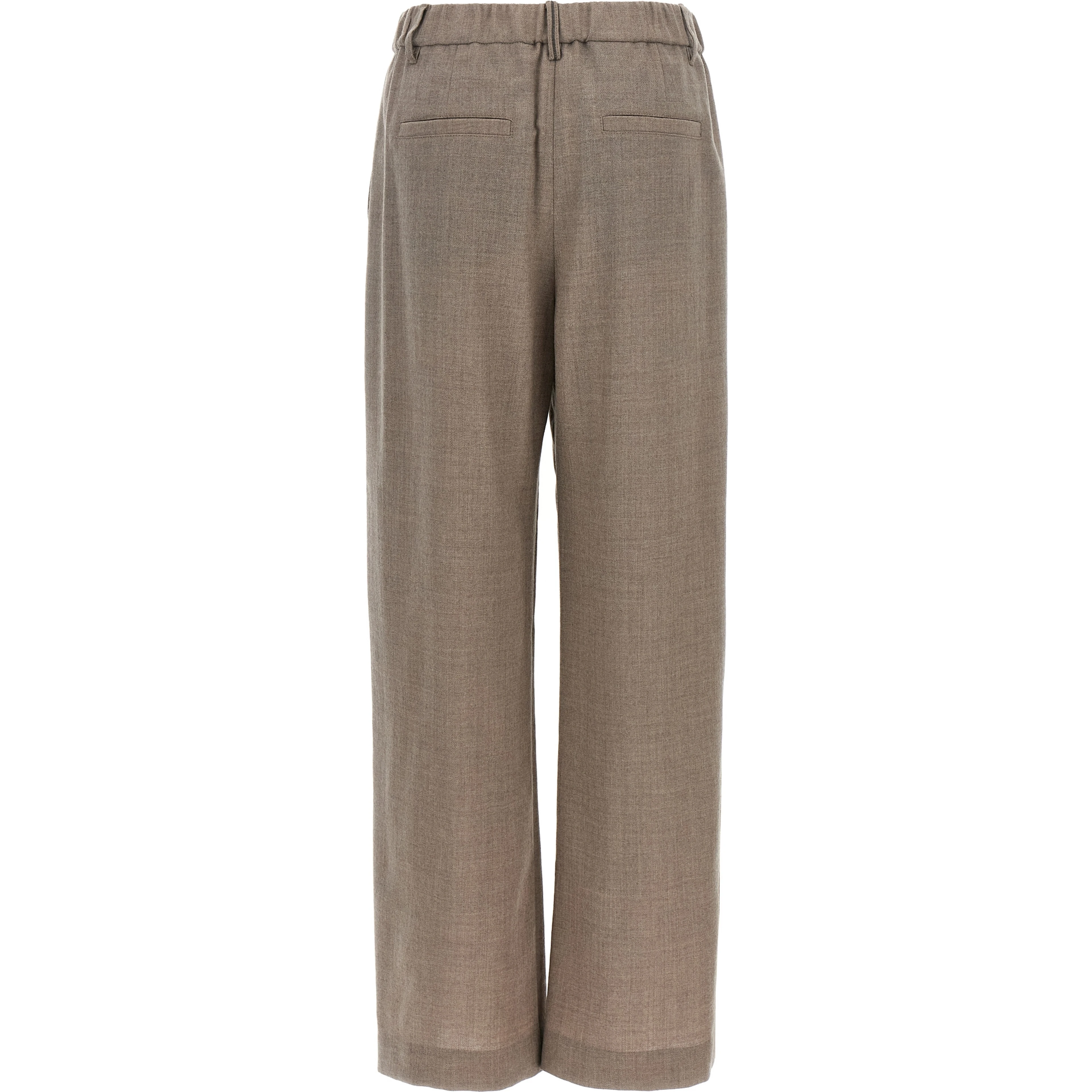 White Virgin Wool Casual Pants