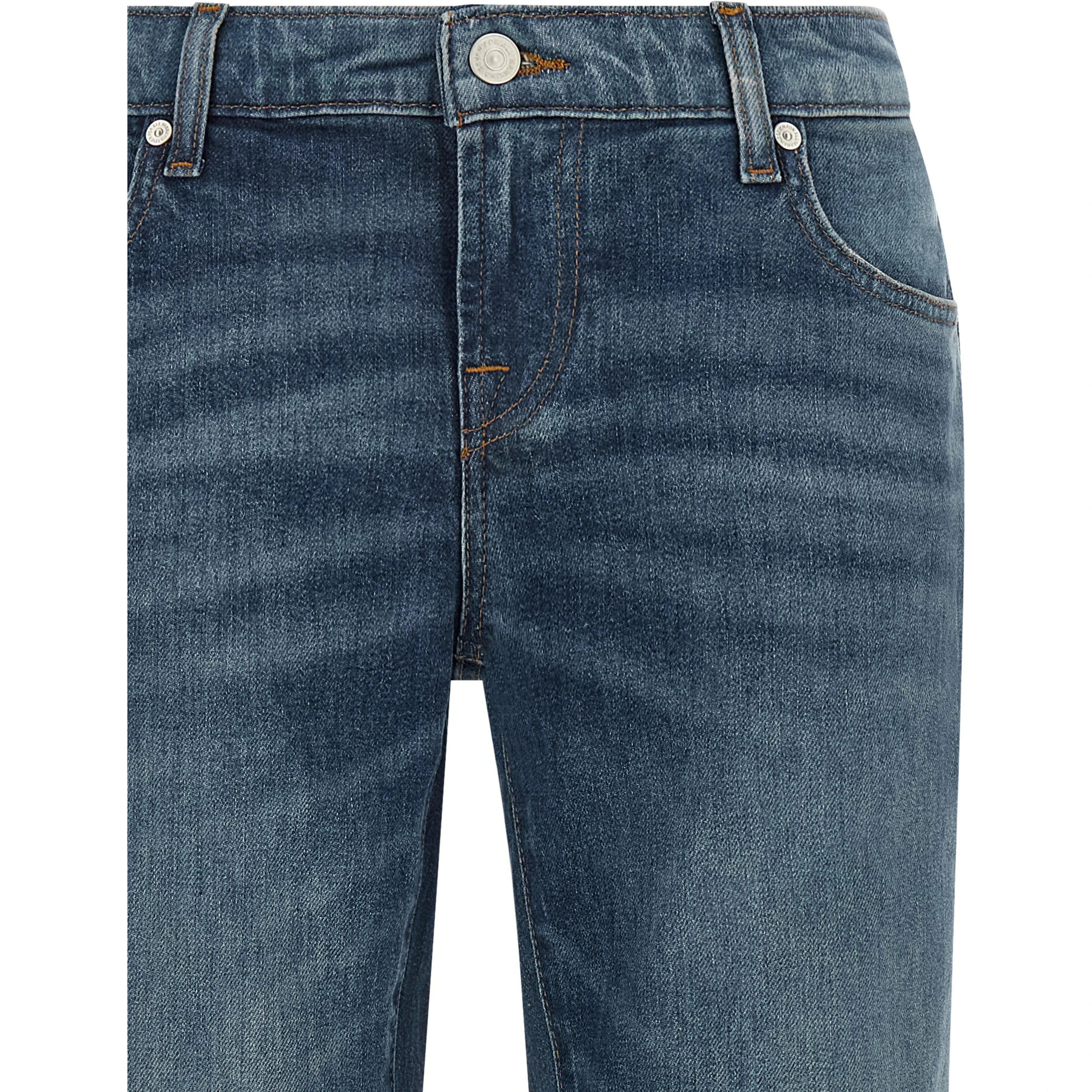 Blue Cotton Tapered Jeans