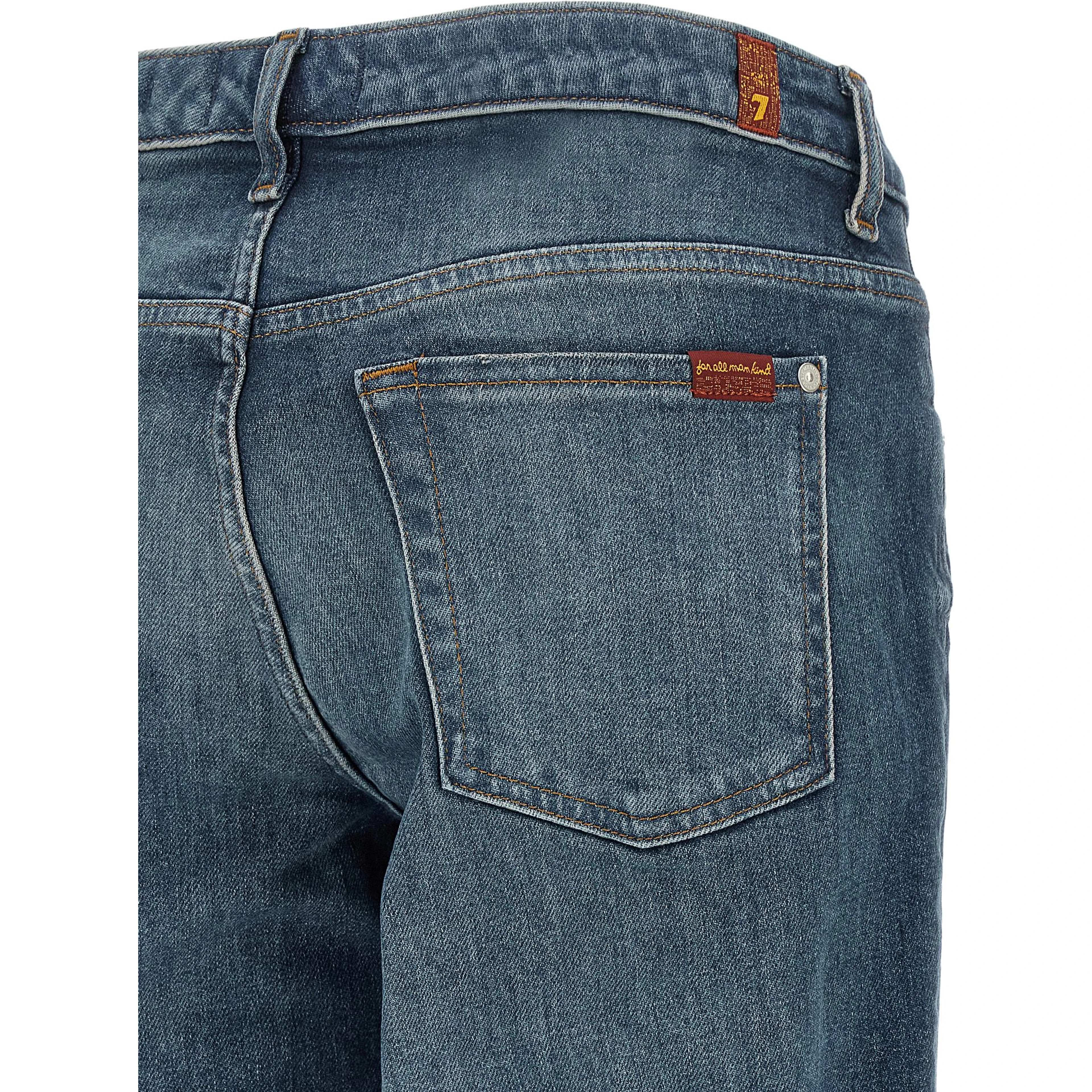 Blue Cotton Tapered Jeans