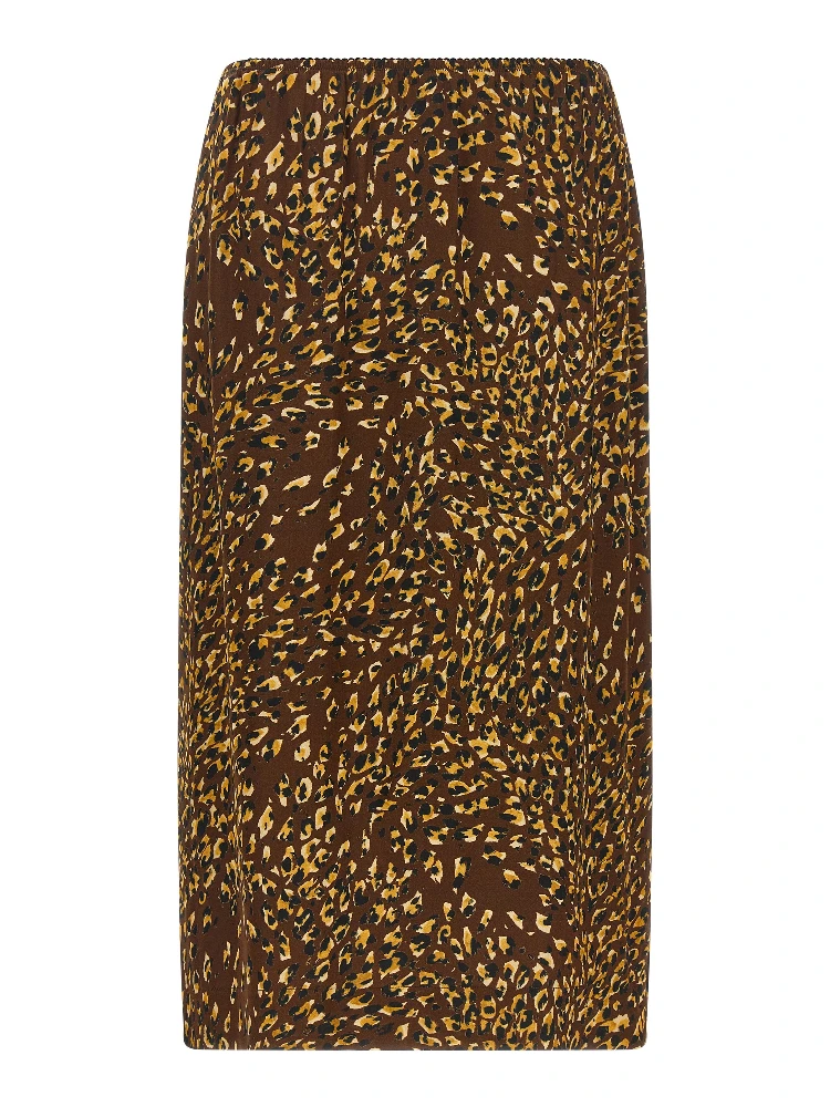 Brown Viscose Midi Skirt
