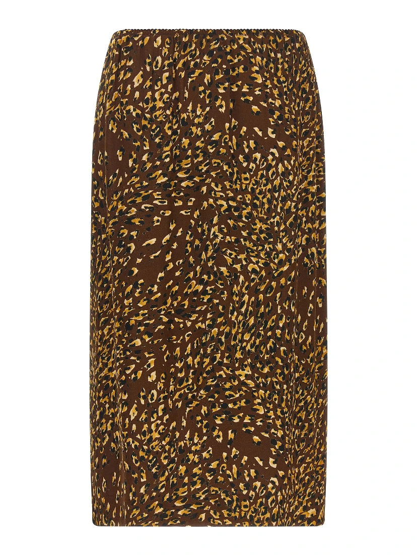 Brown Viscose Midi Skirt