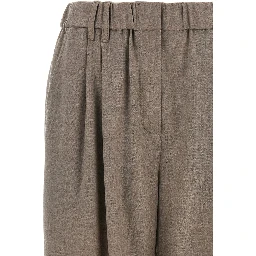 White Virgin Wool Casual Pants
