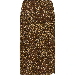 Brown Viscose Midi Skirt