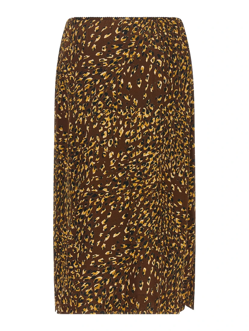 Brown Viscose Midi Skirt