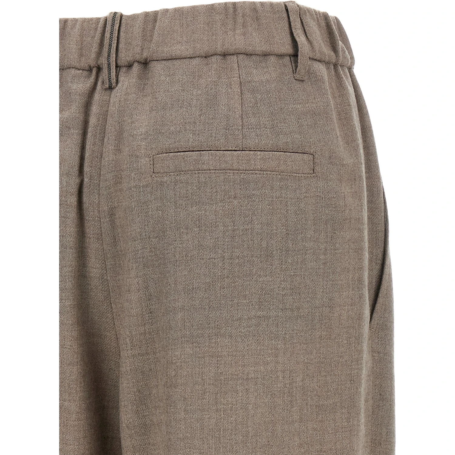 White Virgin Wool Casual Pants