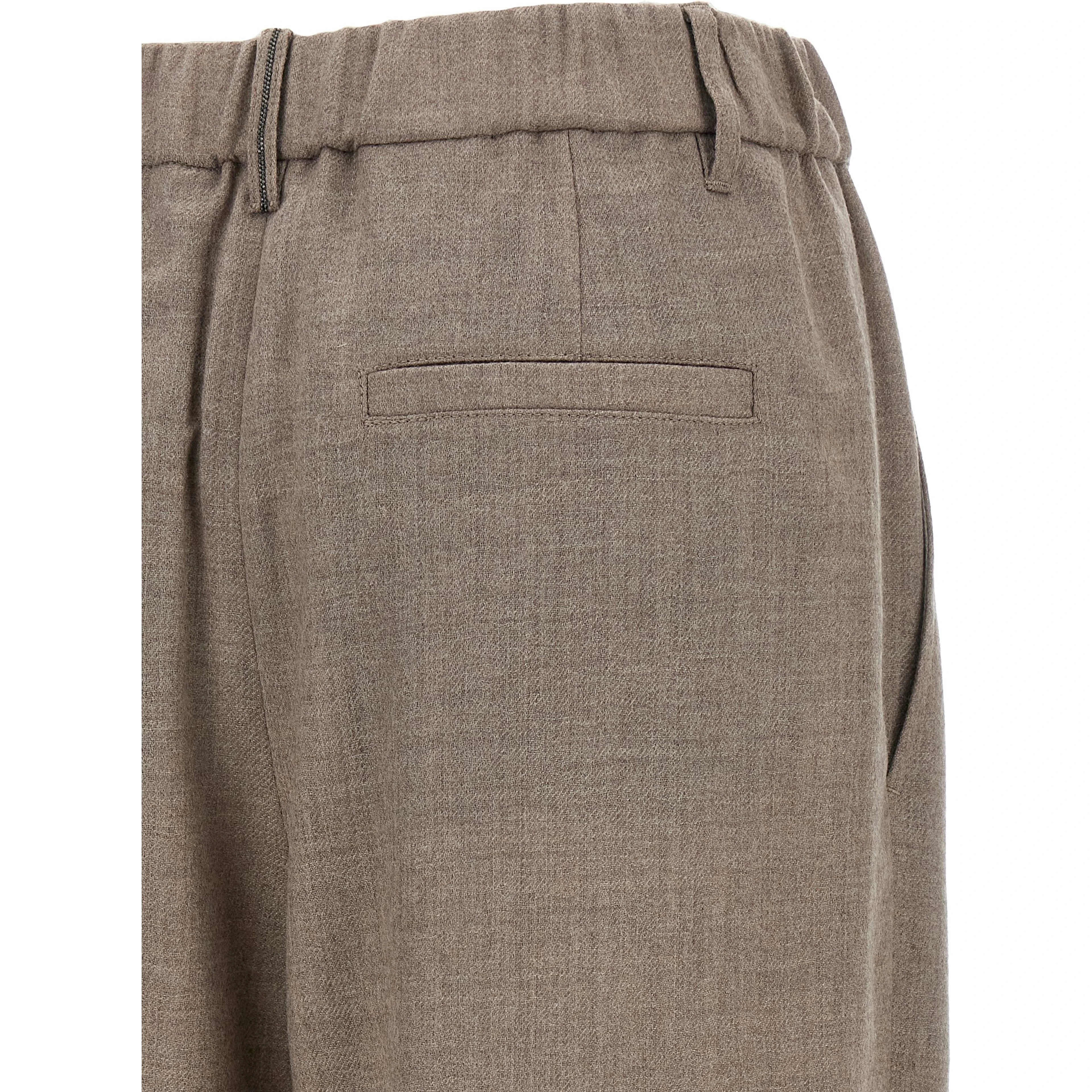 White Virgin Wool Casual Pants