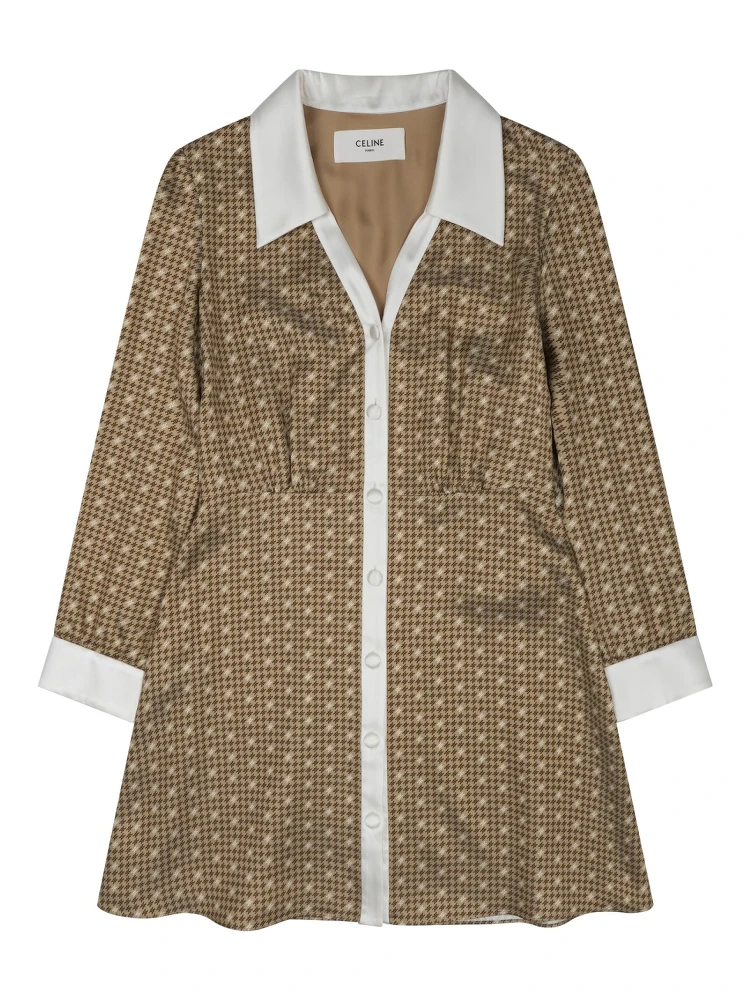 silk twill mini shirt dress