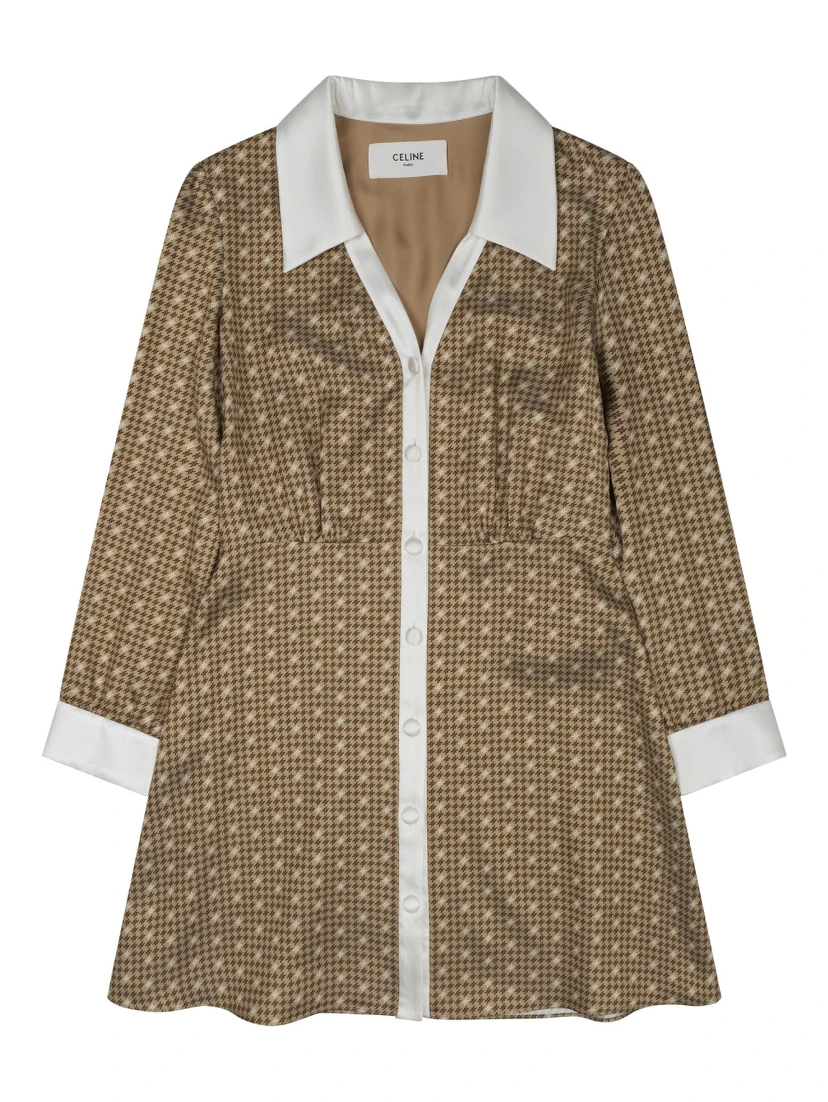 silk twill mini shirt dress