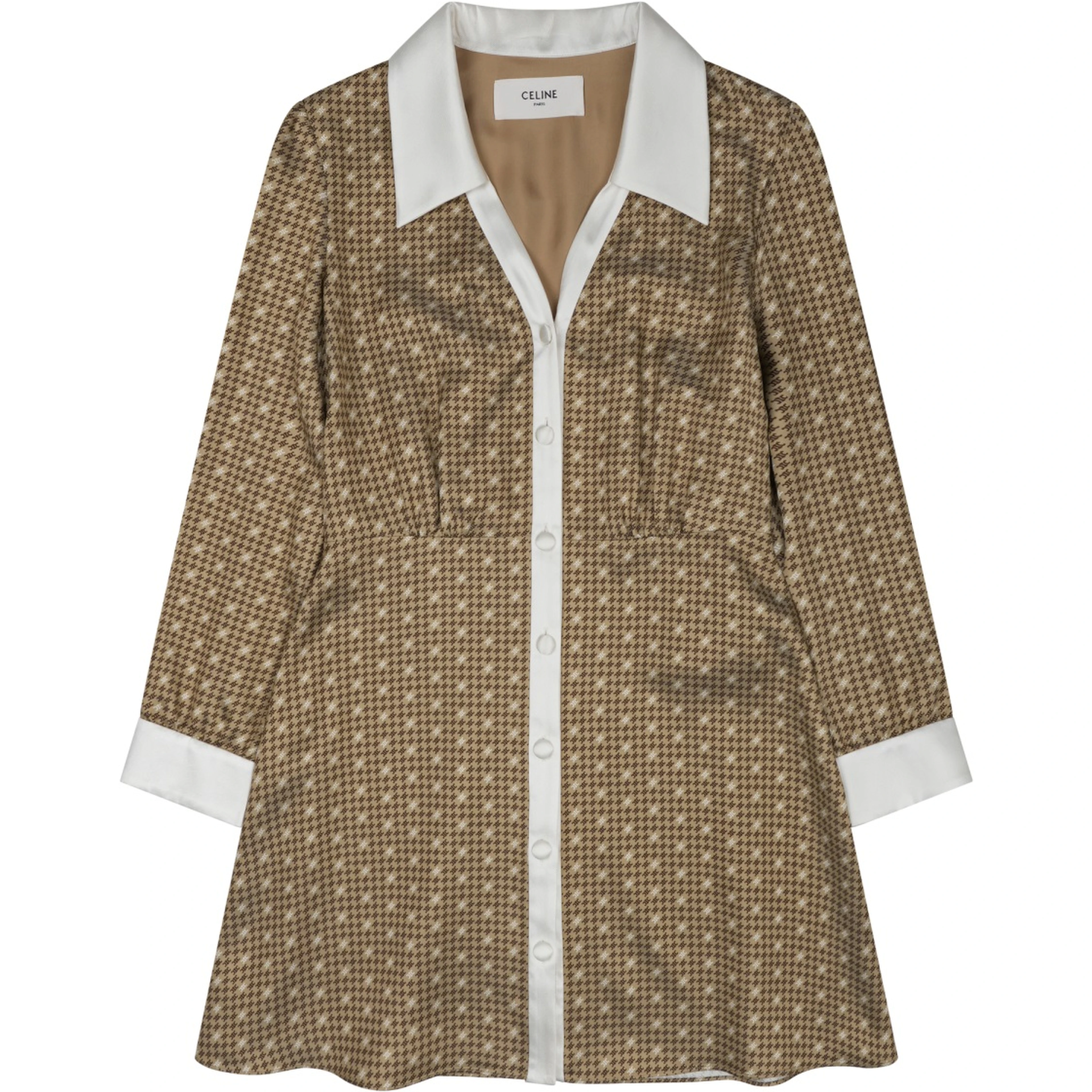 silk twill mini shirt dress