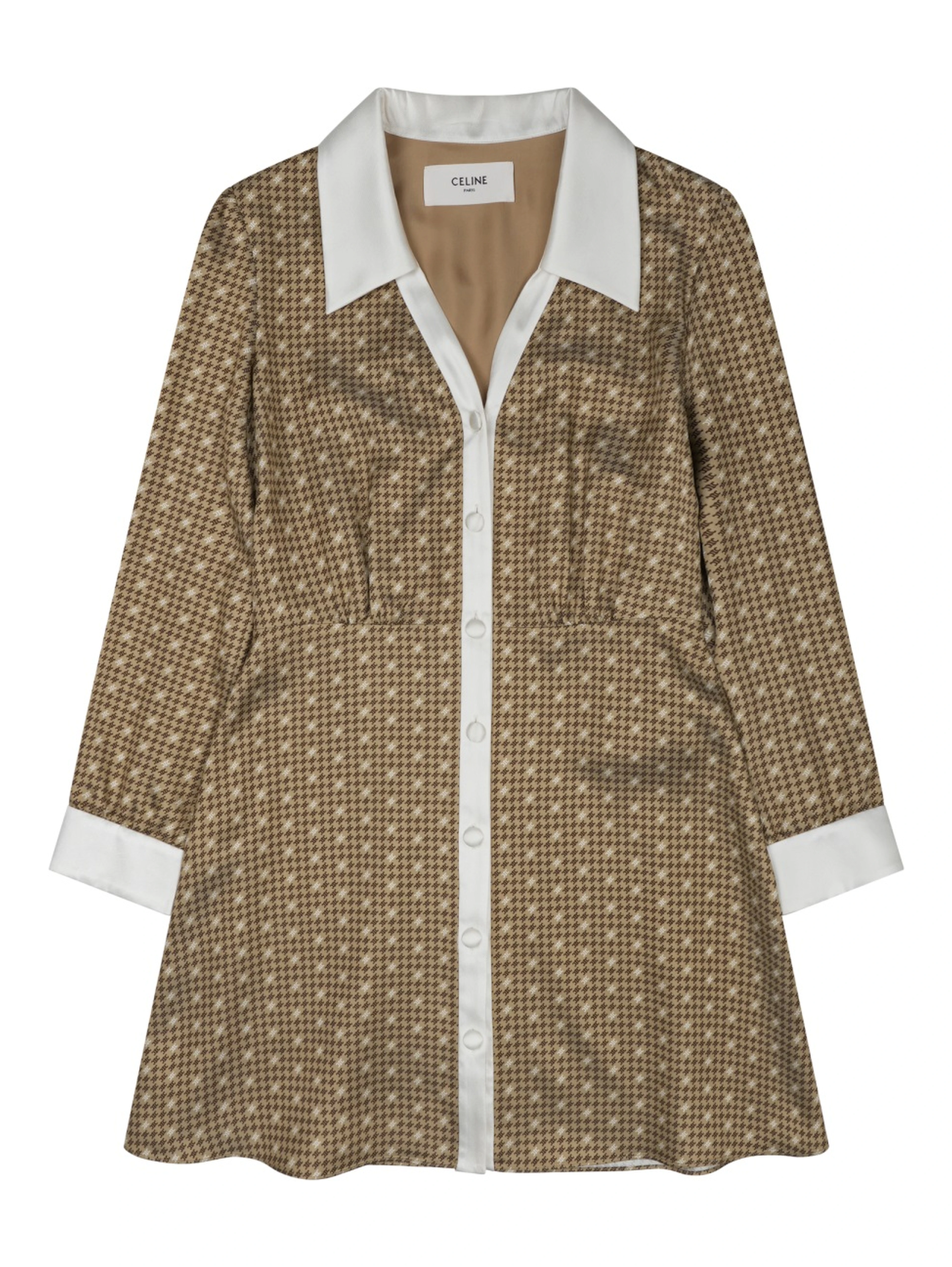 silk twill mini shirt dress
