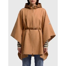 Padded wool-blend cape