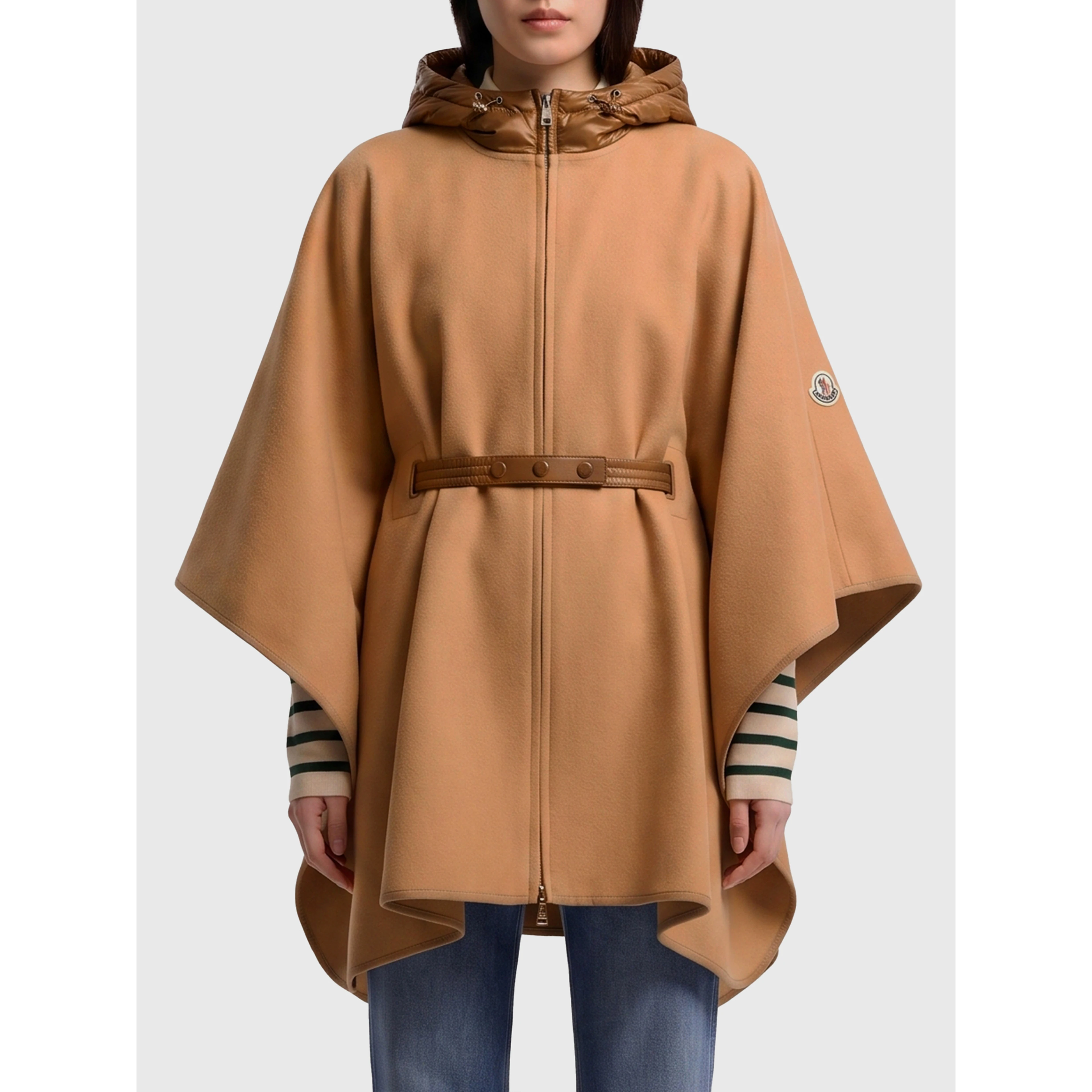 Padded wool-blend cape