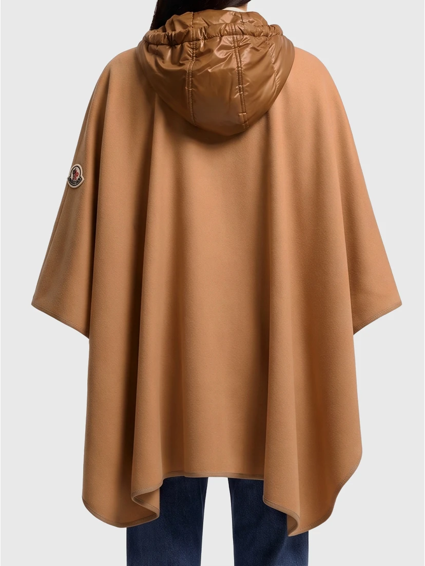 Padded wool-blend cape