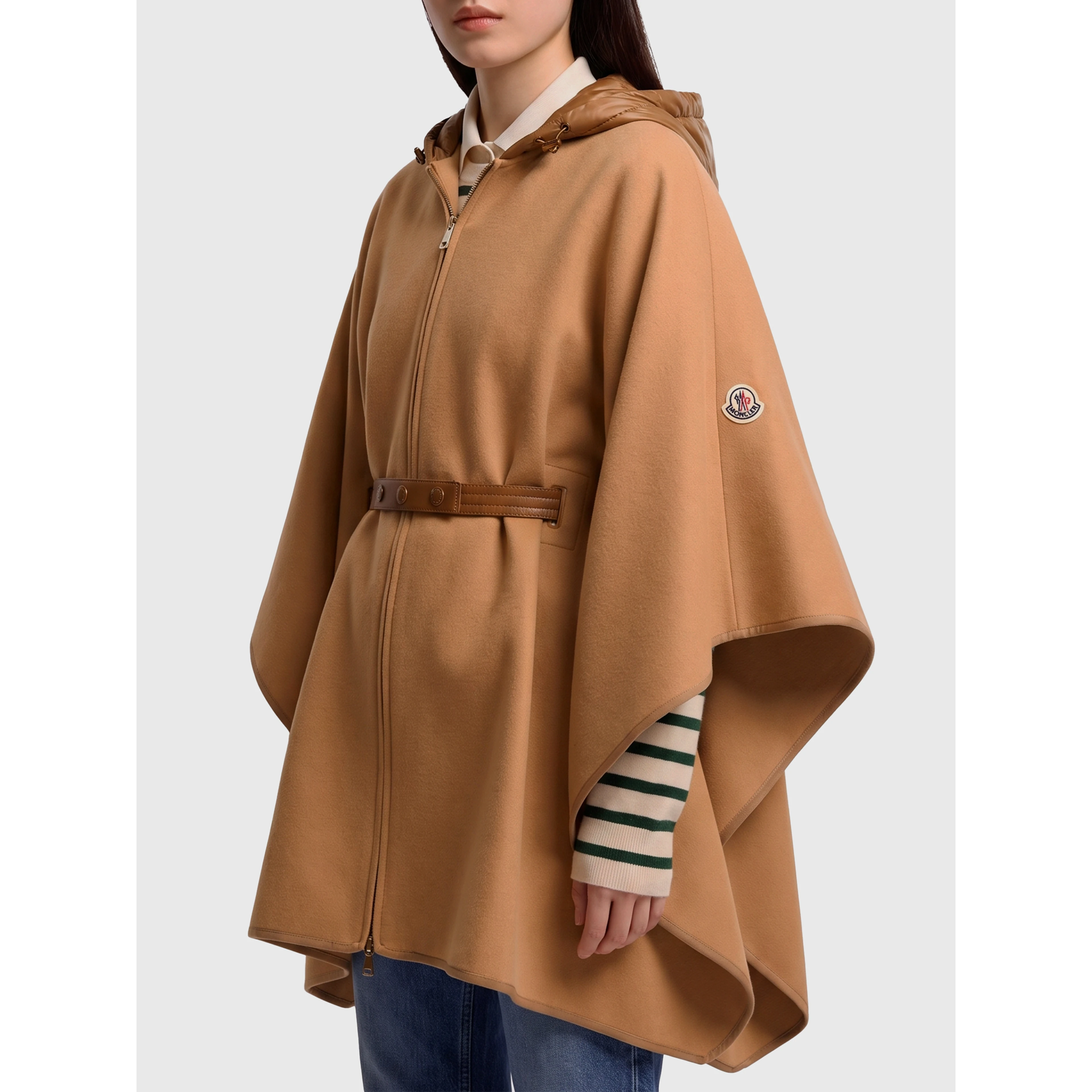 Padded wool-blend cape