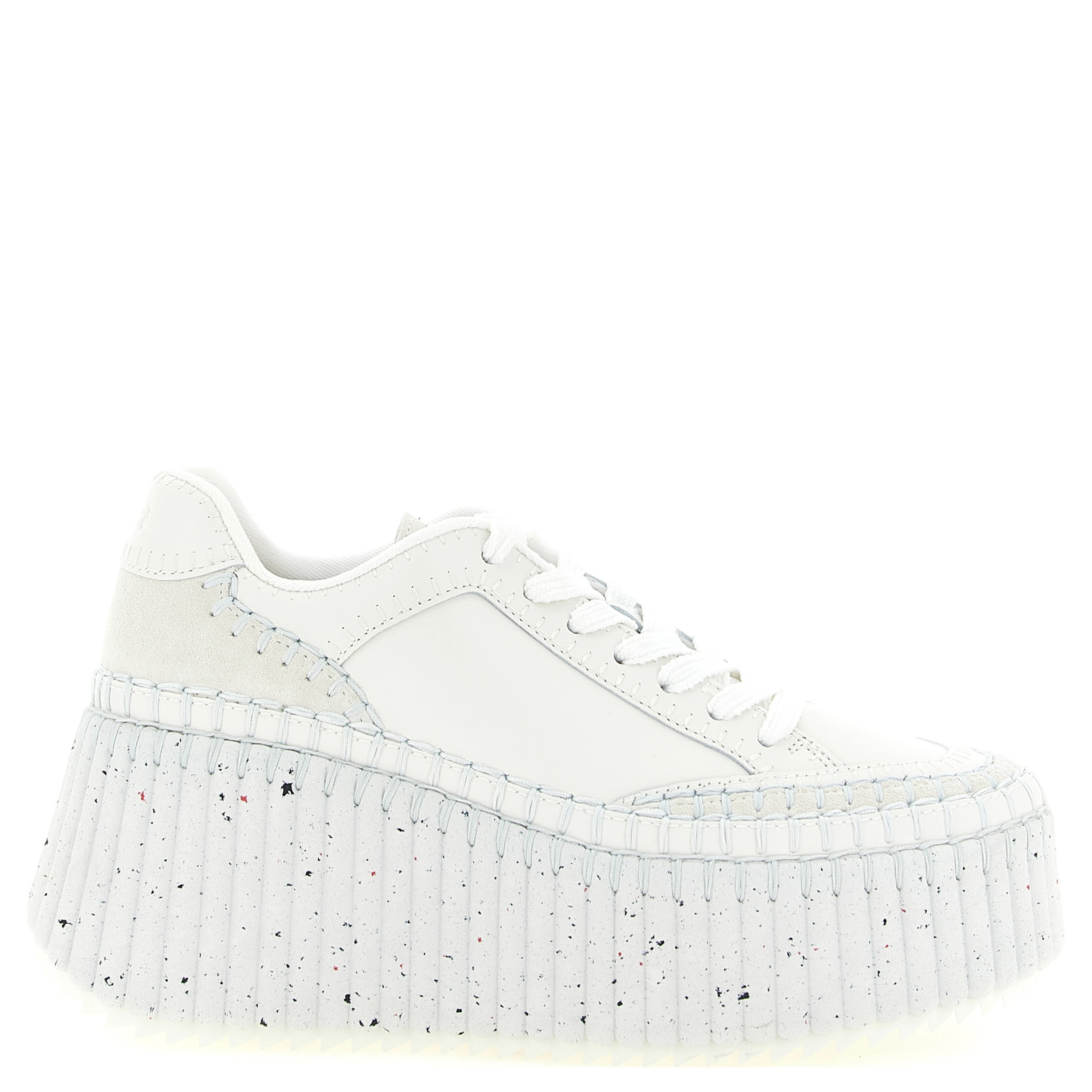 White Polyester Wedge Sandals