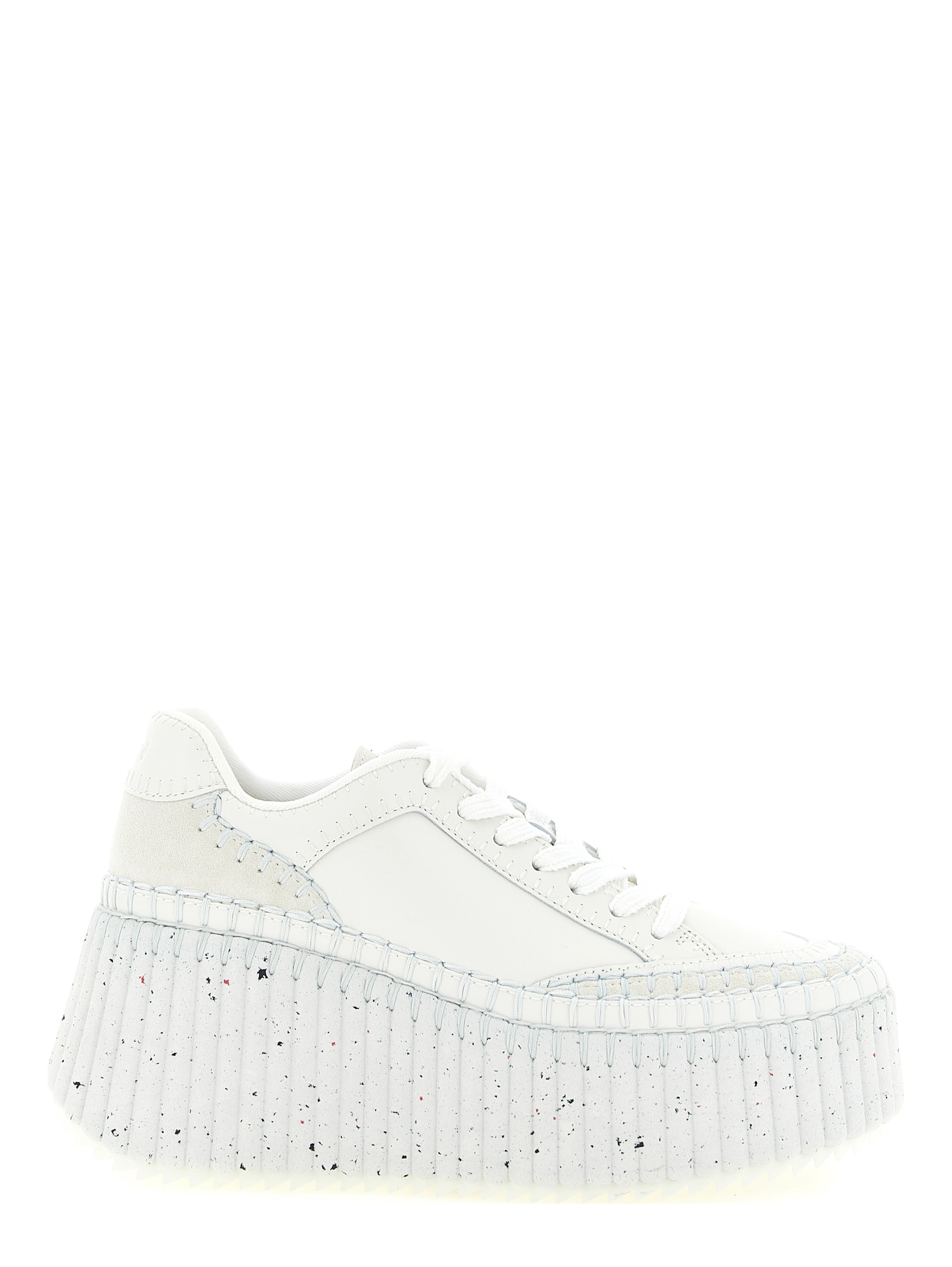 White Polyester Wedge Sandals