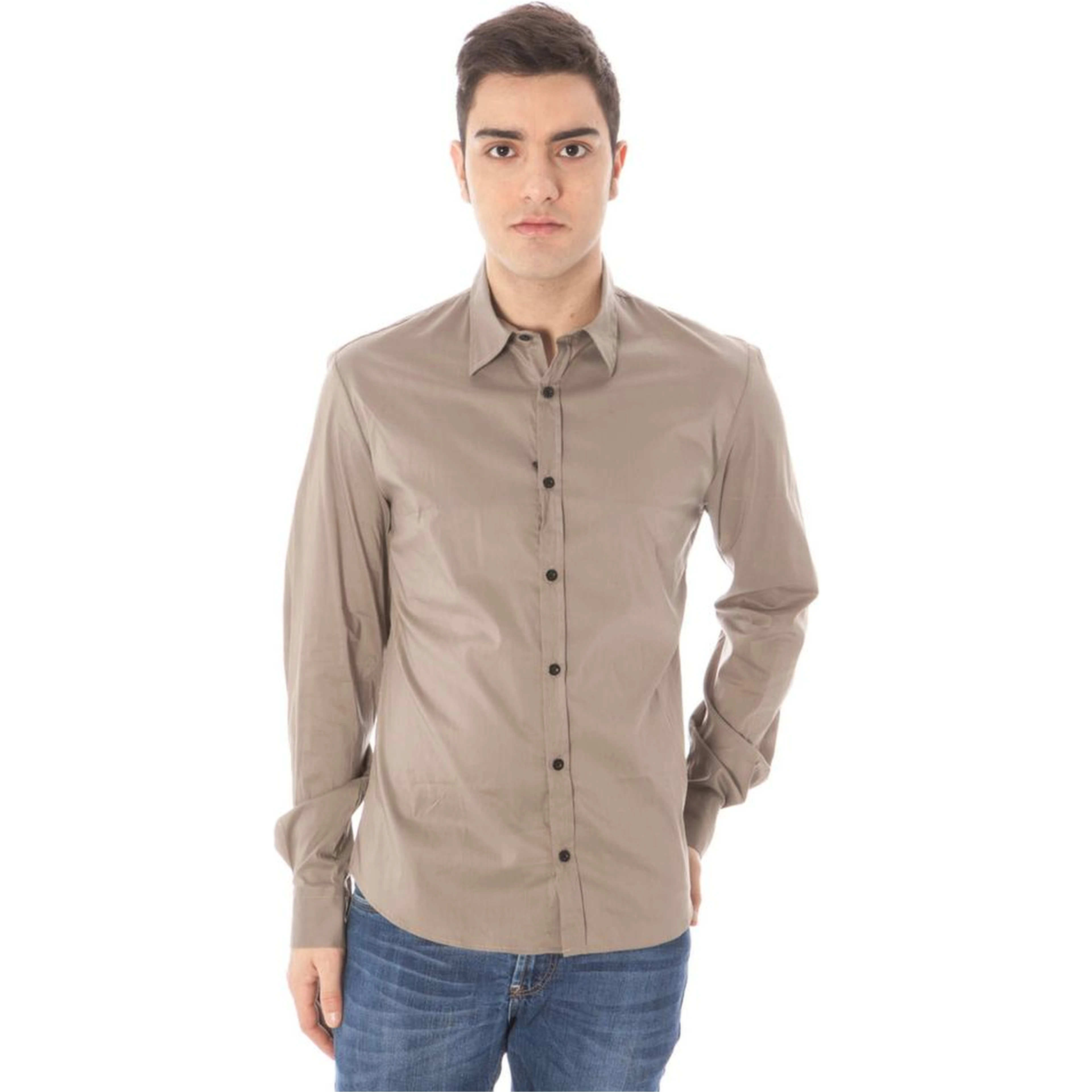 Green Cotton Men Shirt