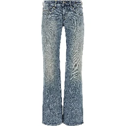Blue Cotton Flared Jeans