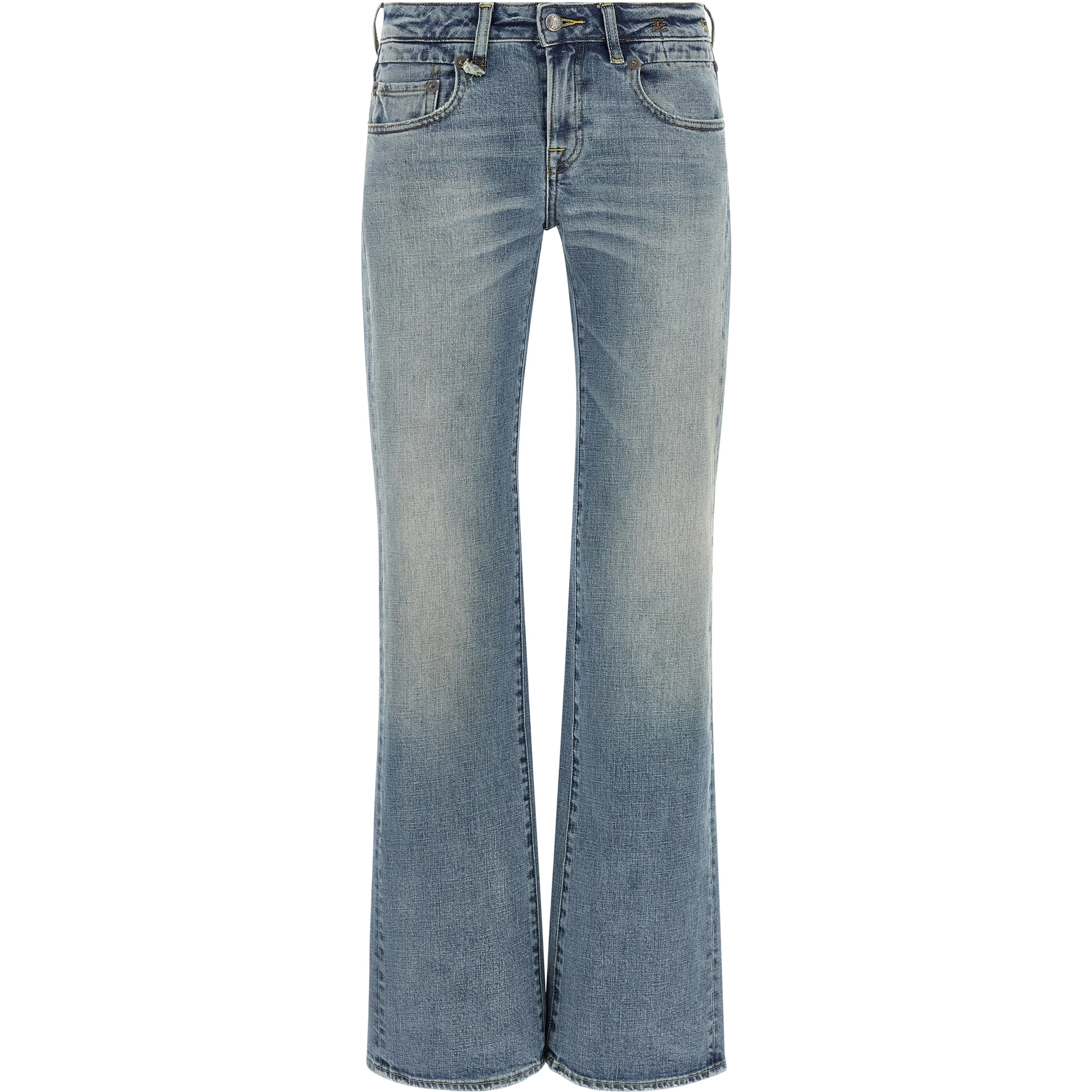 Blue Cotton Flared Jeans