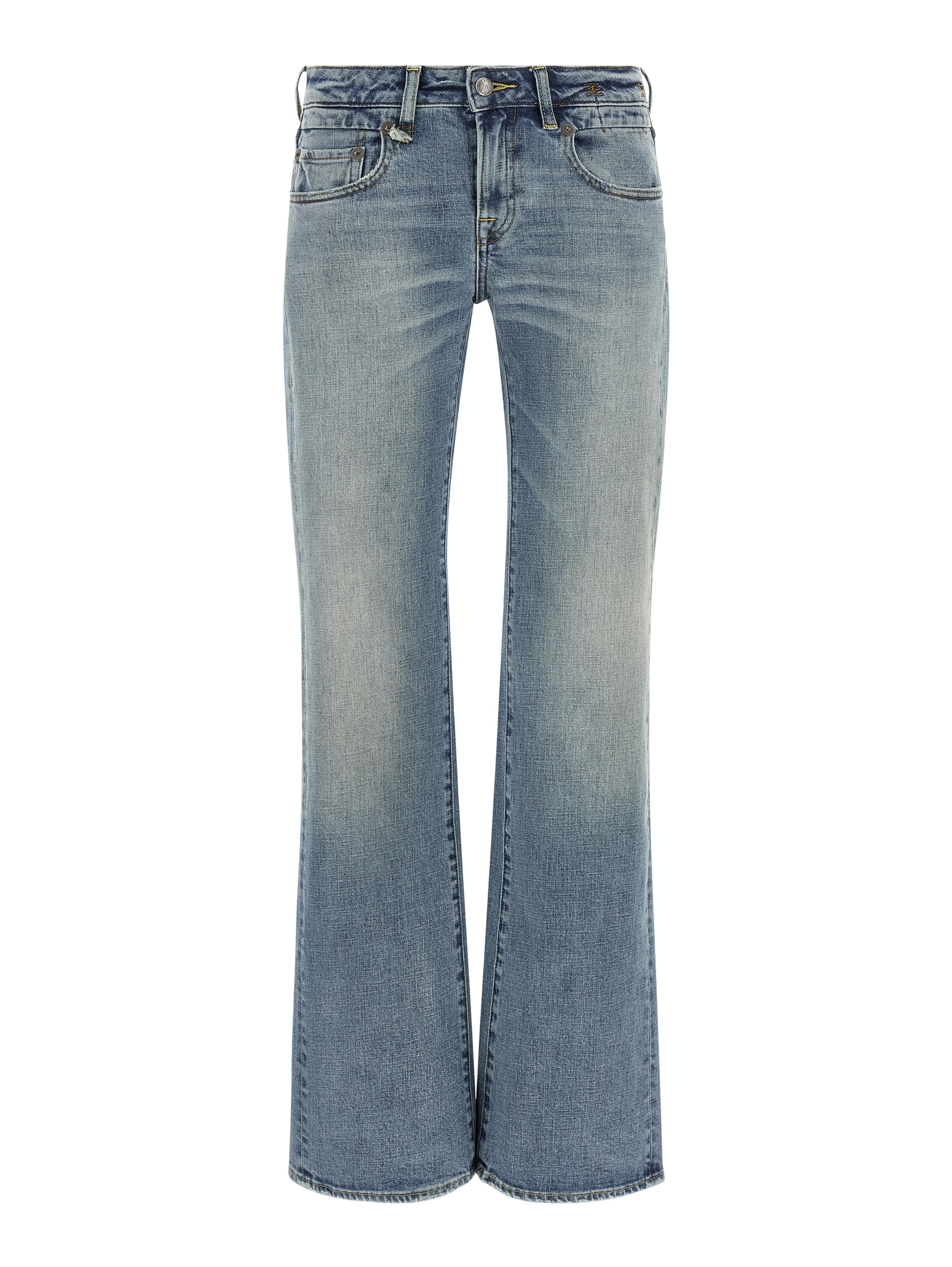 Blue Cotton Flared Jeans