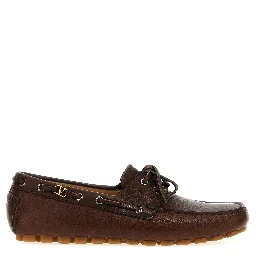 Brown Buffalo Leather Slip-On Loafers