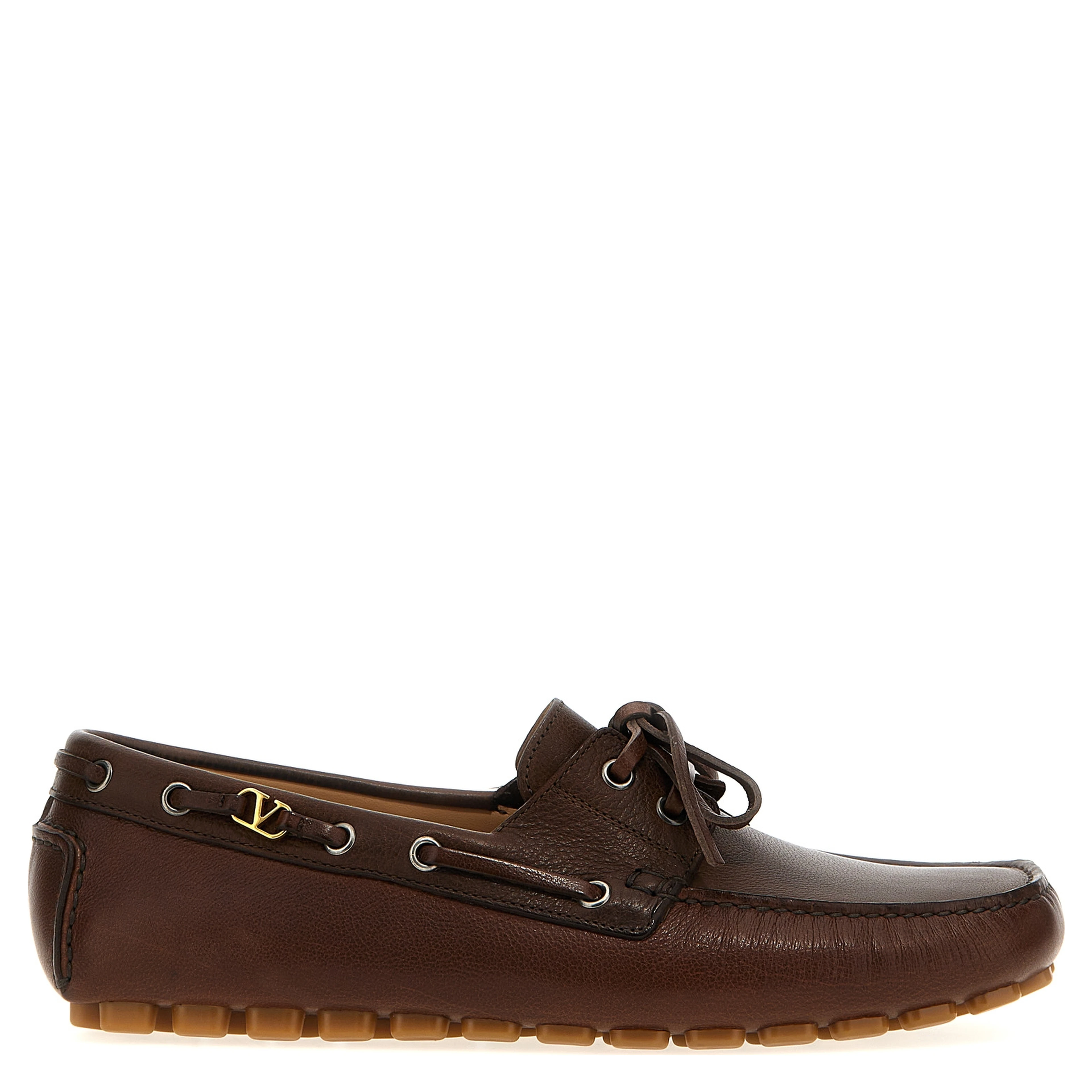 Brown Buffalo Leather Slip-On Loafers