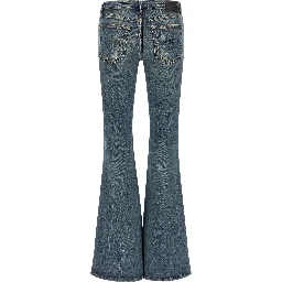 Blue Cotton Flared Jeans