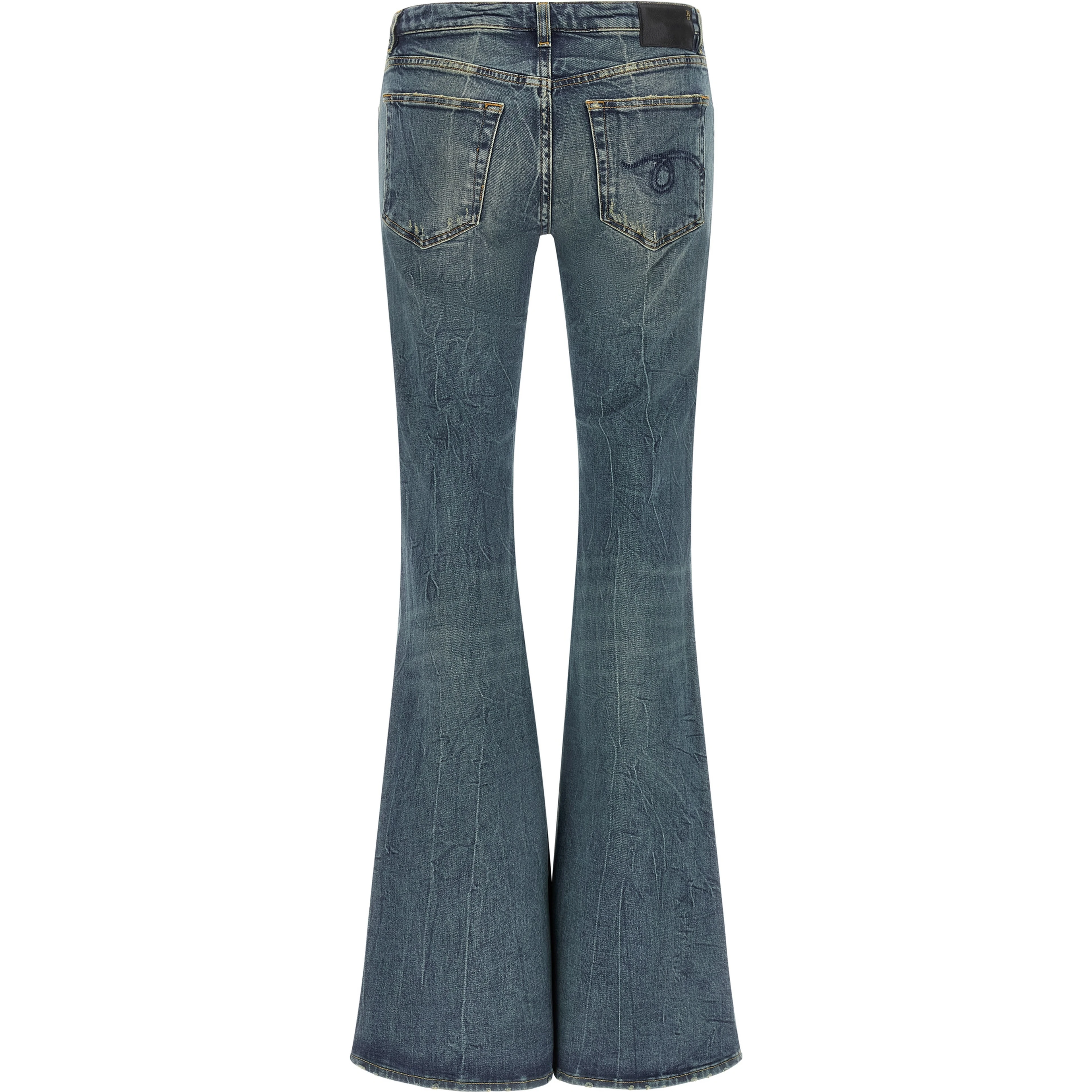 Blue Cotton Flared Jeans