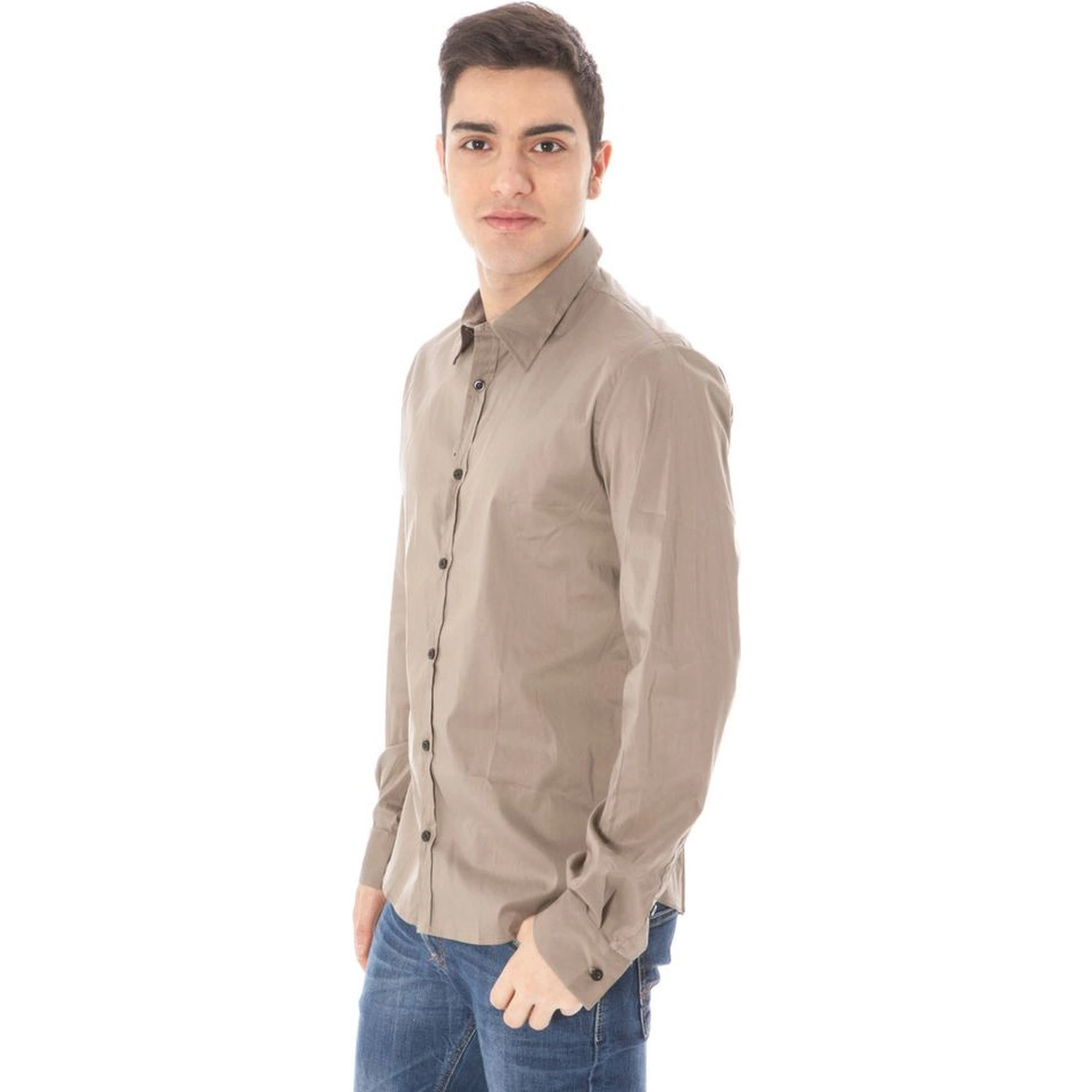Green Cotton Men Shirt