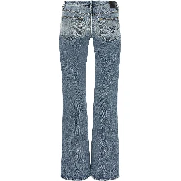 Blue Cotton Flared Jeans