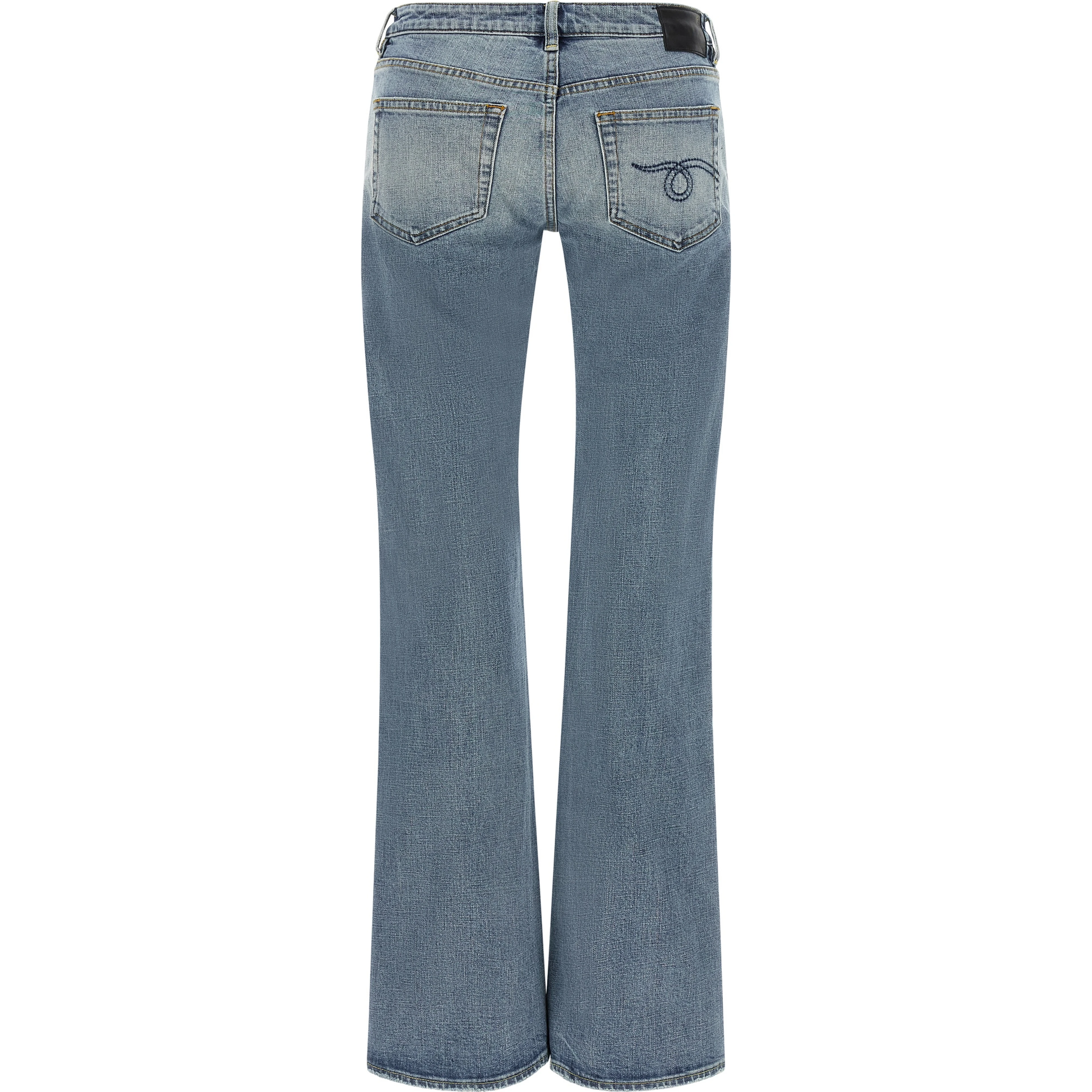 Blue Cotton Flared Jeans