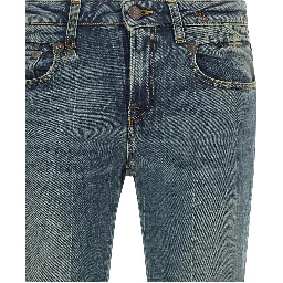 Blue Cotton Flared Jeans