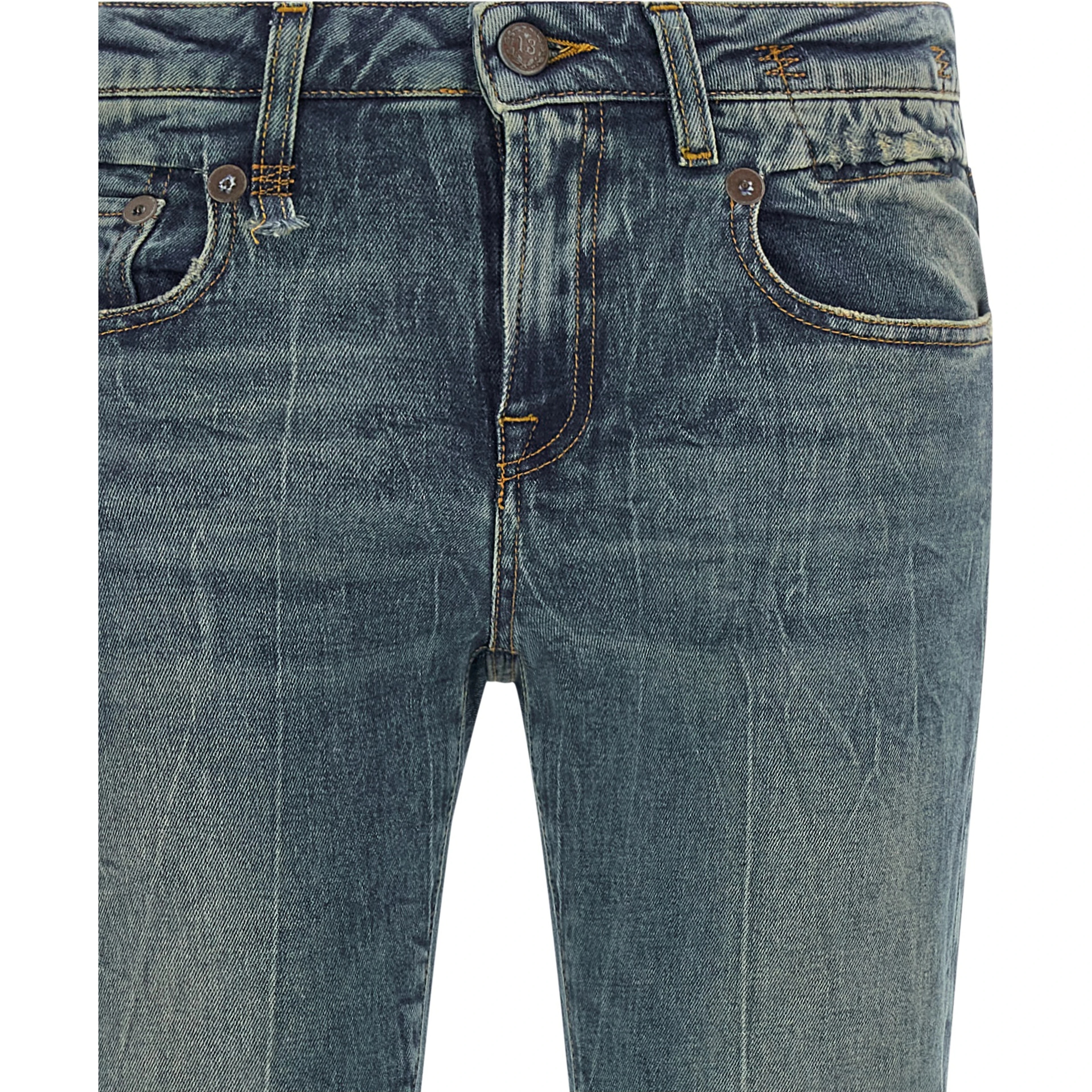 Blue Cotton Flared Jeans