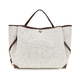 Beige Cotton Shoulder Bag
