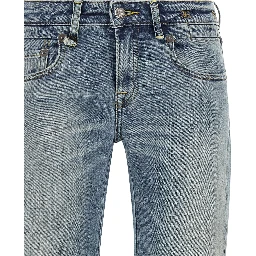 Blue Cotton Flared Jeans