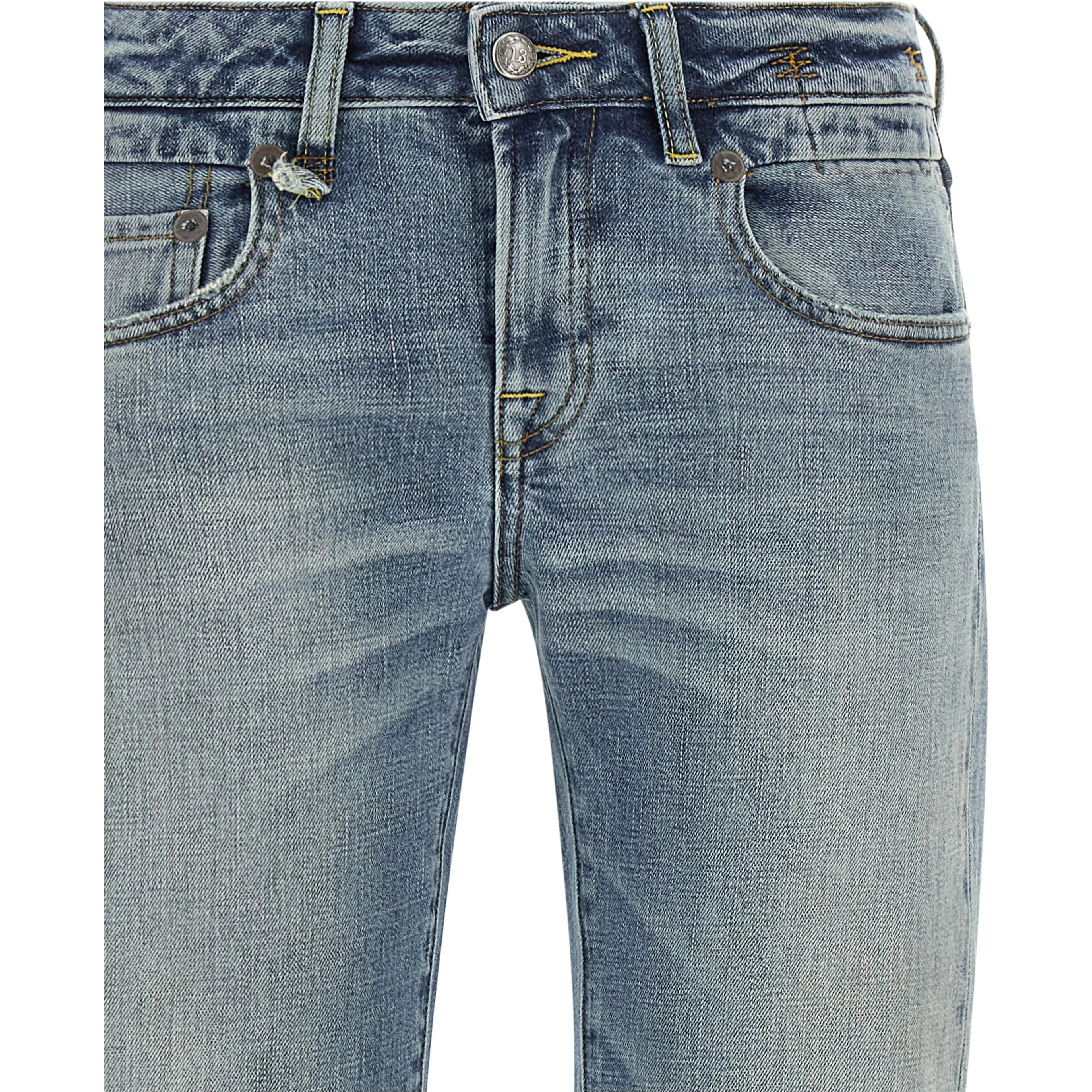Blue Cotton Flared Jeans