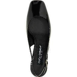 Black Calfskin Mid Heel Pumps