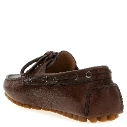 Brown Buffalo Leather Slip-On Loafers