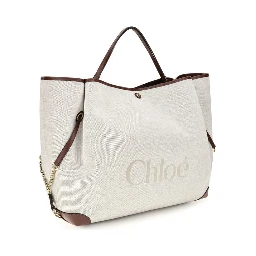 Beige Cotton Shoulder Bag