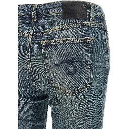 Blue Cotton Flared Jeans