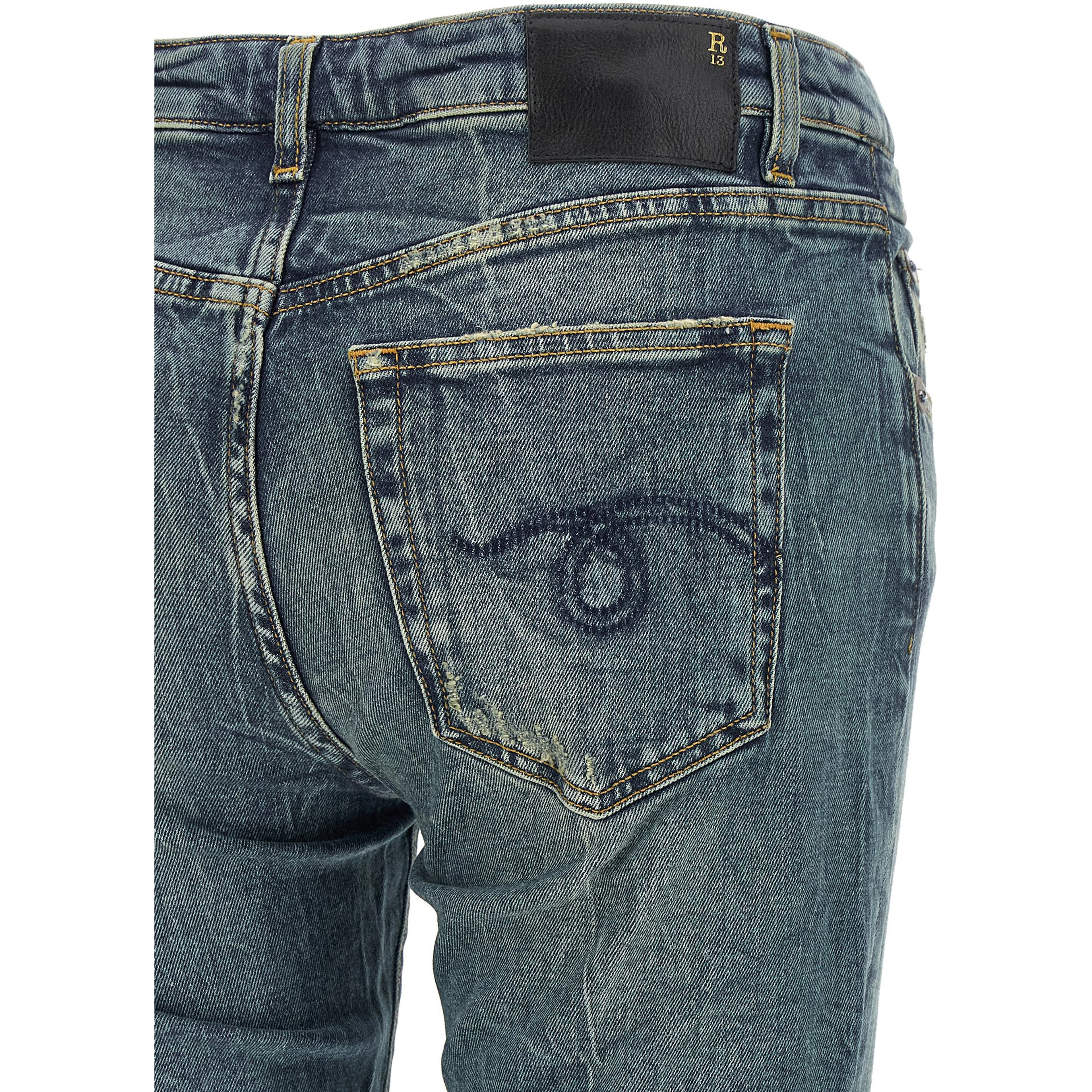 Blue Cotton Flared Jeans