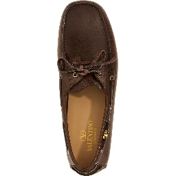 Brown Buffalo Leather Slip-On Loafers